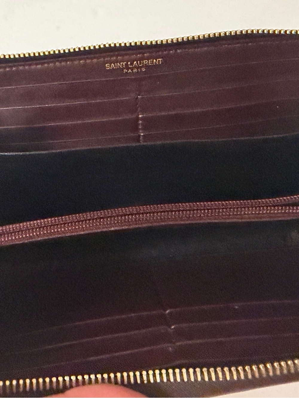 Saint Laurent Dark Brown Leather Wallet with Gold Y Hardware - Picture 14 of 15
